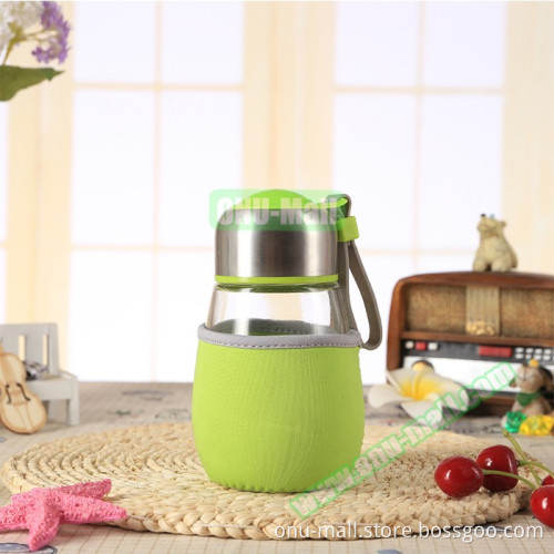 Top Selling Amazon 400ml Glass Water Bottle With Strap